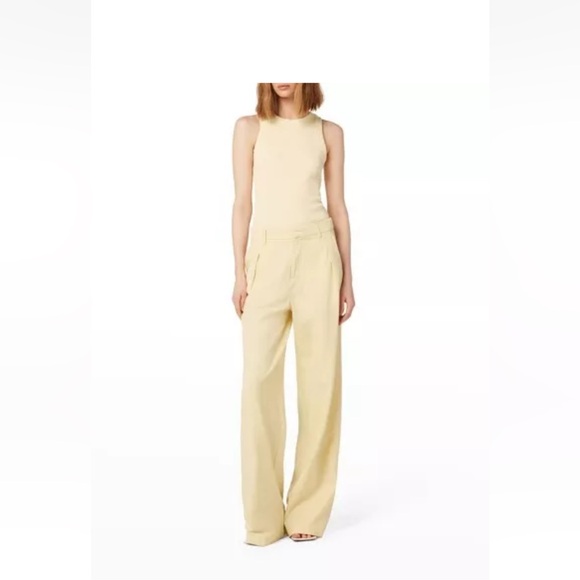 Joe's Jeans Flaunt Cotton Linen Wide Pleated Yellow Trousers Size 10 - Picture 2 of 3